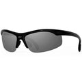 Black sunglasses with gray lenses on a white background